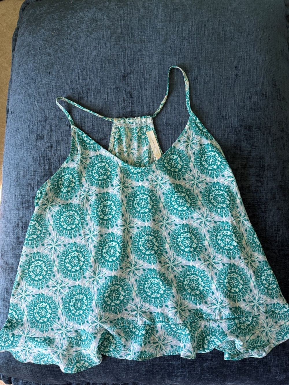 Nordstrom gauzy open back teal tank